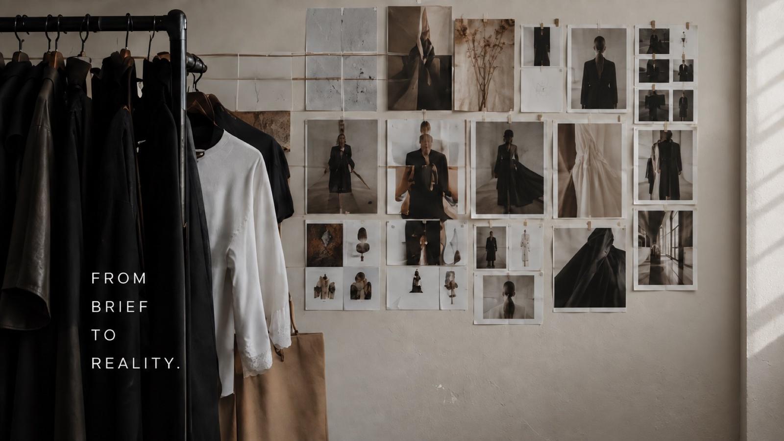 An atelier with rails and moodboards